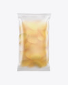 Frosted Plastic Bag With Potato Chips Mockup