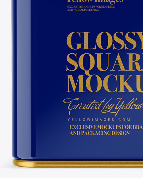 Glossy Square Tin Box Mockup