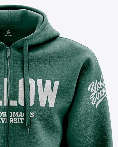 Men’s Heather Full-Zip Hoodie mockup (Front View)