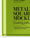 Metallic Square Tin Box Mockup