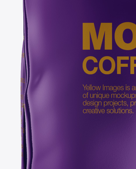 Glossy Coffee Bag with Valve Mockup - Front View