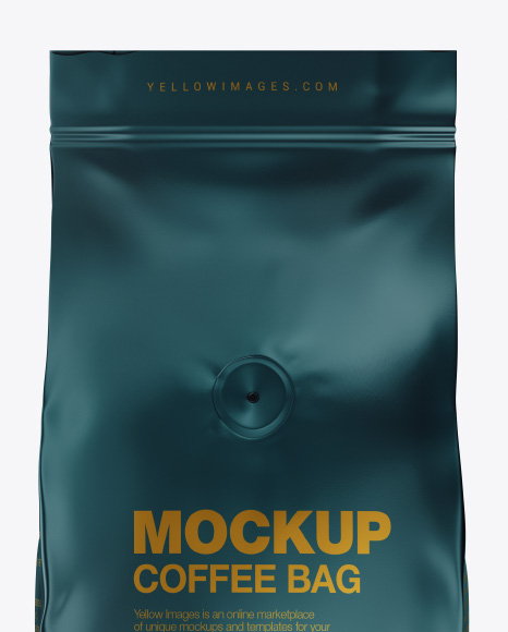 Matte Coffee Bag with Valve Mockup - Front View