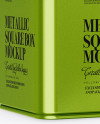 Metallic Square Tin Box Mockup - Half Side View