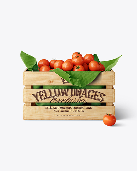 Wooden Crate With Tomatoes Mockup