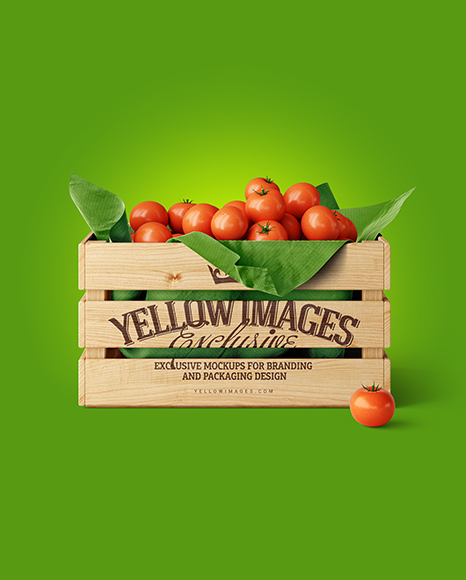 Wooden Crate With Tomatoes Mockup