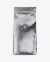 Glossy Metallic Coffee Bag with Valve Mockup - Front View