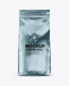 Glossy Metallic Coffee Bag with Valve Mockup - Front View