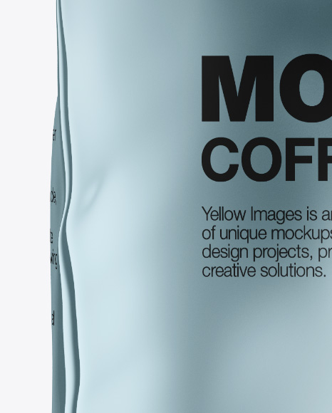 Glossy Metallic Coffee Bag with Valve Mockup - Front View