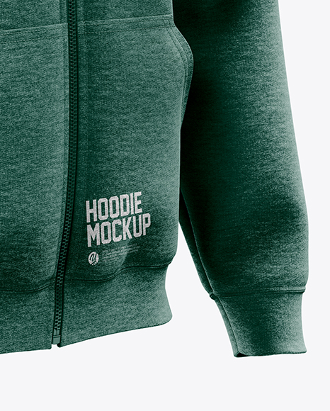 Men’s Heather Full-Zip Hoodie mockup (Right Half Side View)