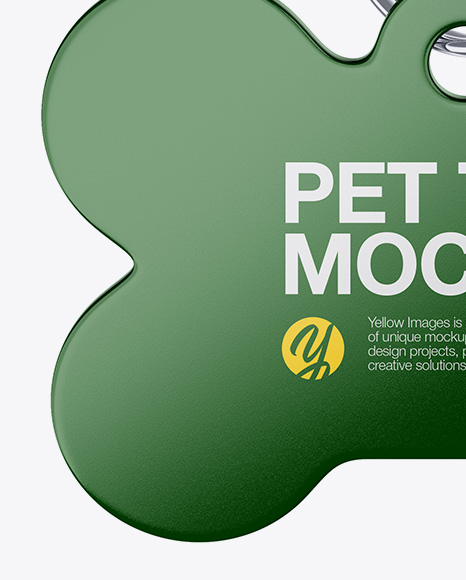 Glossy Pet Tag Mockup - Front View