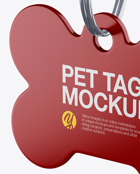 Matte Pet Tag Mockup - Half Side View