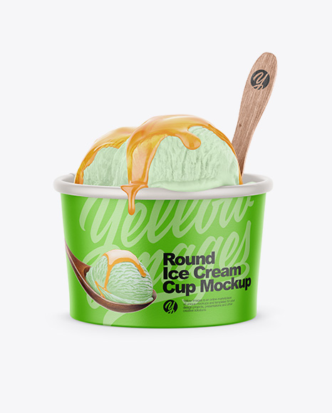 Paper Ice Cream Cup Mockup - Front View (High-Angle Shot)