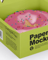Opened Paper Box With Donut Mockup - Half Side (High-Angle Shot)