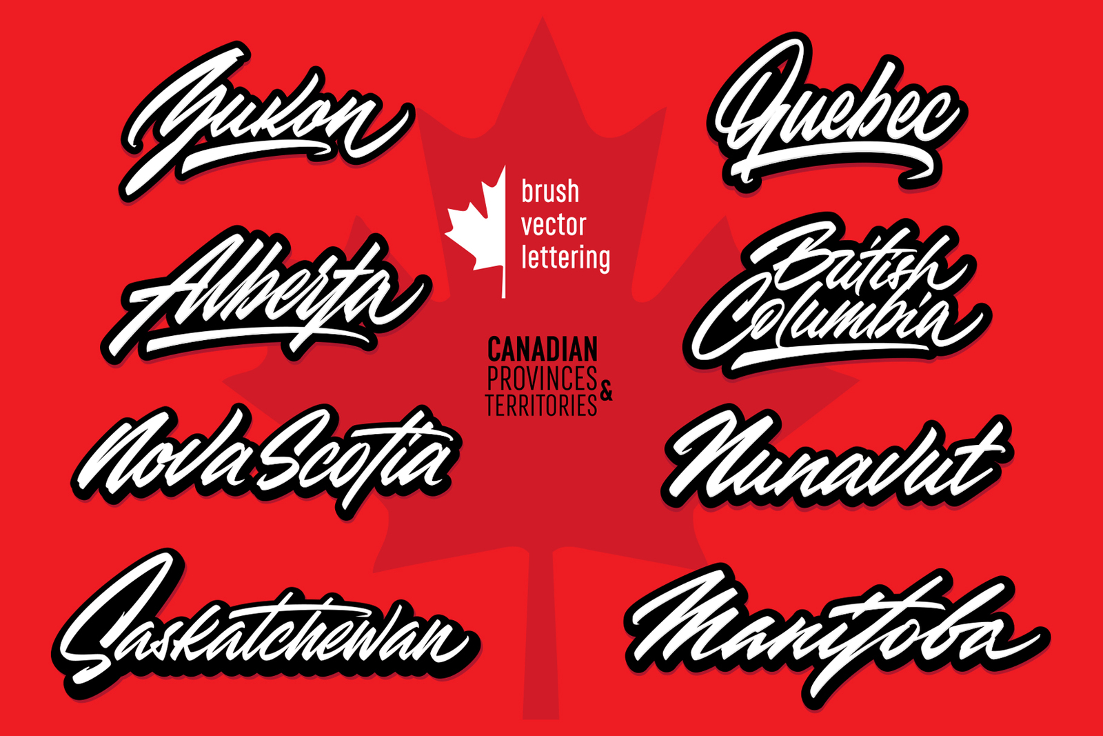 Canada vector lettering set