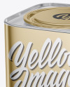 Metallic Tea Box Mockup - Half Side View (High-Angle Shot)