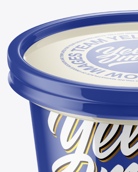 Glossy Sour Cream Cup Mockup - Front View (High-Angle Shot)