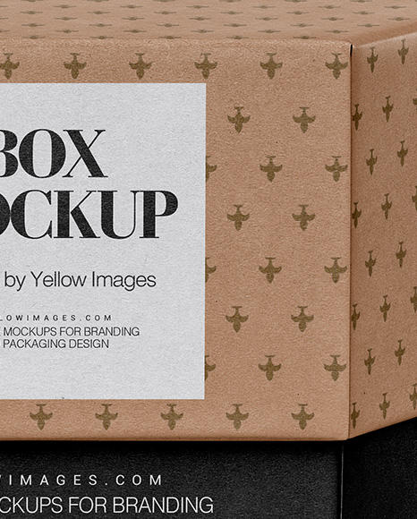 Kraft Box Mockup - Front View (High-Angle Shot)