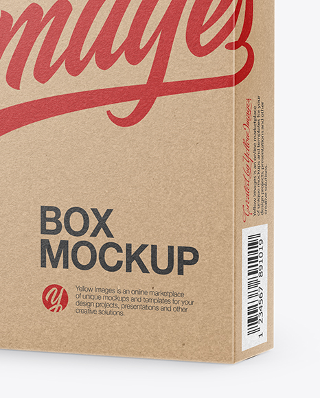 Kraft Box with Hang Tab Mockup - Half Side View