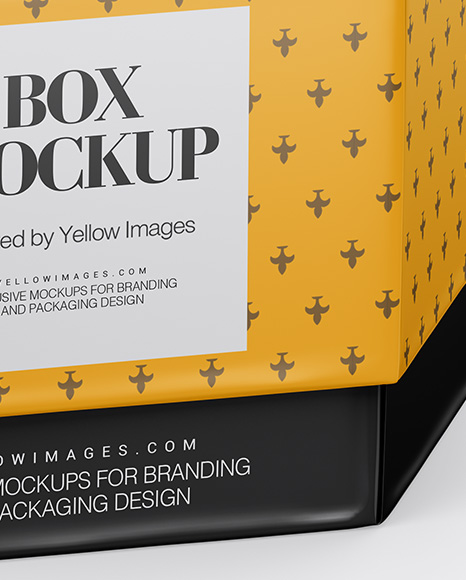 Glossy Box Mockup - Half Side View (High-Angle Shot)