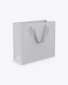 Matte Shopping Bag With Ribbon Handles Mockup - Halfside View