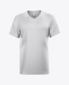 Men&#039;s T-Shirt With V-Neck Mockup - Front View