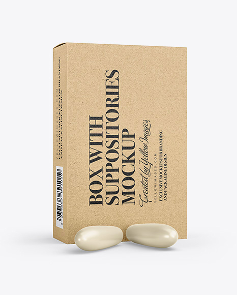 Kraft Box With Suppositories Mockup - Half Side View