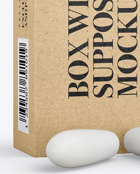 Kraft Box With Suppositories Mockup - Half Side View - Free Download