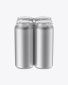 Pack with 4 Matte Metallic Cans with Plastic Holder Mockup - Front View (High-Angle Shot)