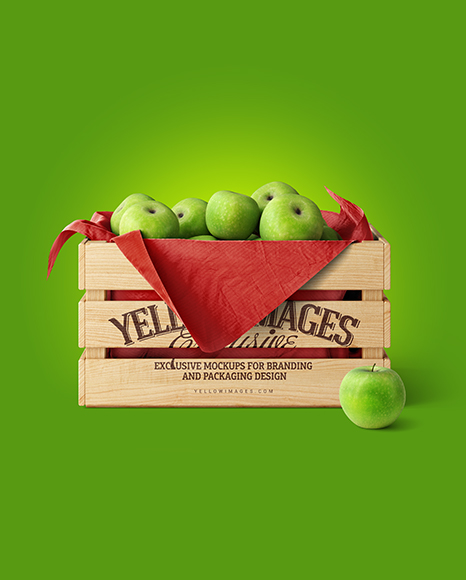 Wooden Crate With Apples Mockup