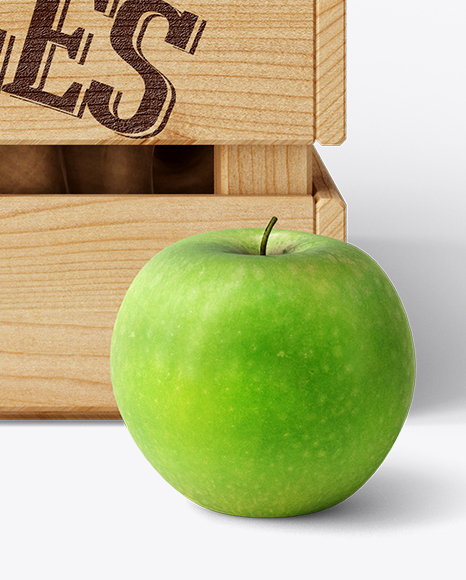 Wooden Crate With Apples Mockup