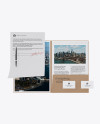 Kraft Folder with Papers, Business Cards and Pen Mockup
