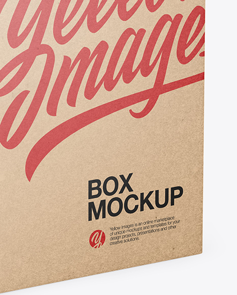 Kraft Box with Hang Tab Mockup - Half Side View (High-Angle Shot)