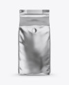 Glossy Metallic Coffee Bag with Valve Mockup - Front View