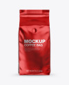 Glossy Metallic Coffee Bag with Valve Mockup - Front View