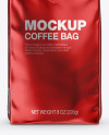 Glossy Metallic Coffee Bag with Valve Mockup - Front View