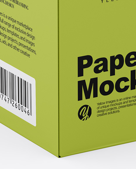 Paper Box Mockup - Half Side View (High-Angle Shot)