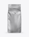 Matte Metallic Coffee Bag with Valve Mockup - Front View