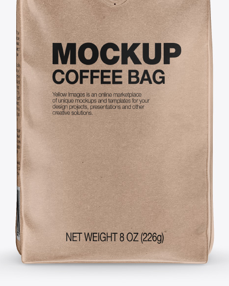 Kraft Coffee Bag with Valve Mockup - Front View