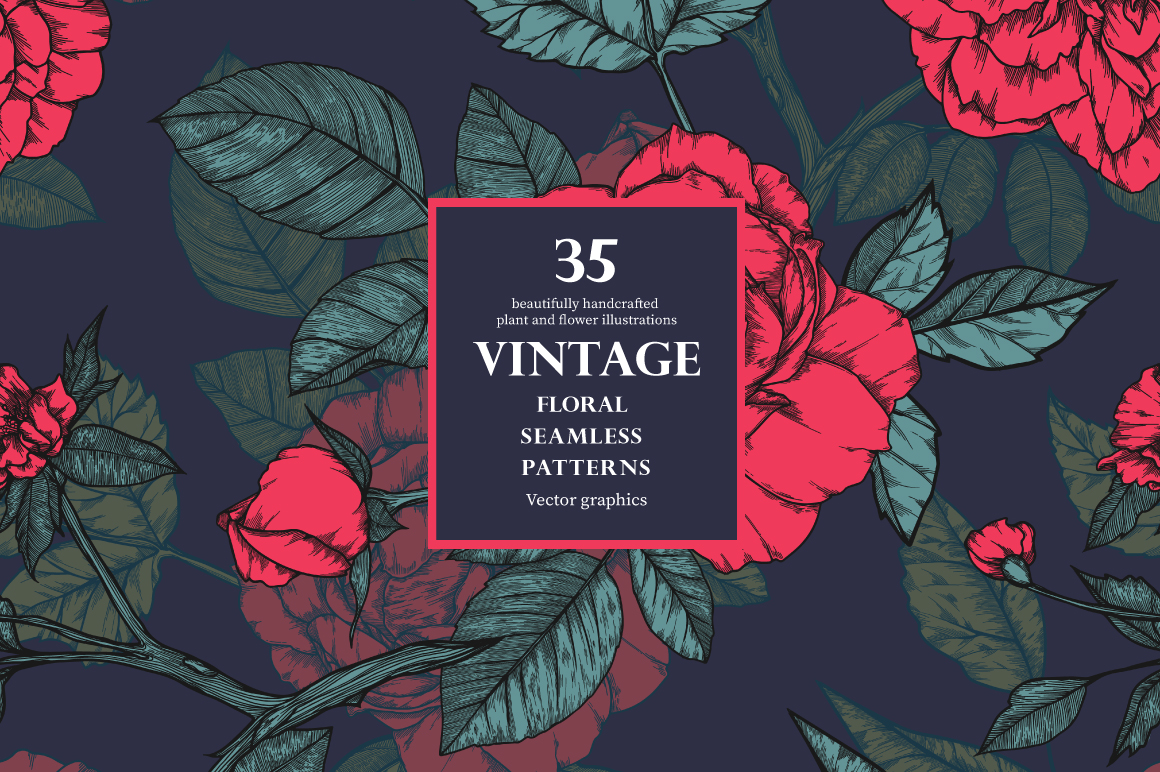 35 Vintage seamless patterns with roses