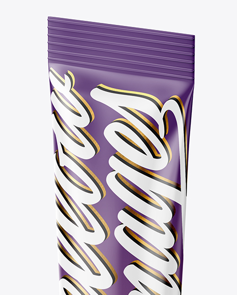 Glossy Stick Sachet Mockup - Half Side View