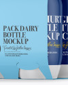 8 Pack Dairy Bottle Mockup - Half Side View