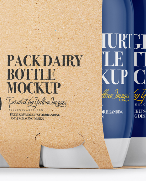 8 Kraft Pack Dairy Bottle Mockup - Half Side View