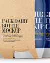 8 Kraft Pack Dairy Bottle Mockup - Half Side View