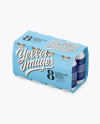 8 Pack Dairy Bottle Mockup - Half Side View (High-Angle Shot)