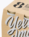 8 Kraft Pack Dairy Bottle Mockup - Half Side View (High-Angle Shot)