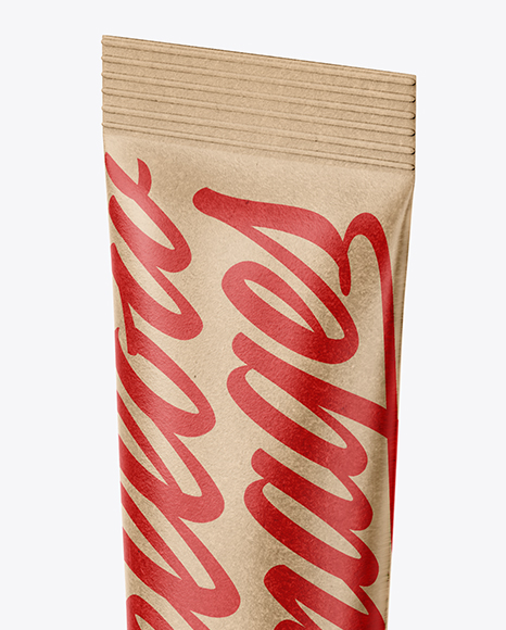 Kraft Stick Sachet Mockup - Half Side View