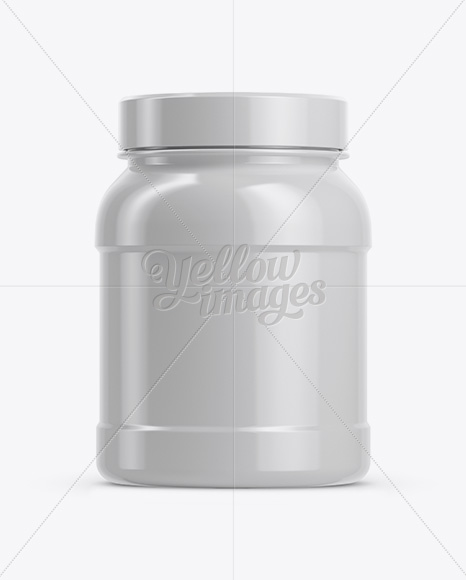 Glossy Round Plastic Jar Mockup