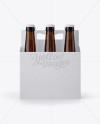 White Paper 6 Pack Amber Bottle Carrier Mockup