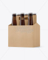 Kraft Paper 6 Pack Amber Bottle Carrier Mockup - 3/4 View