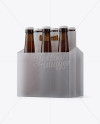 Transparent Plastic 6 Pack Amber Bottle Carrier Mockup - 3/4 View